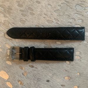 MICHELE Quilted Leather Black Watch Band